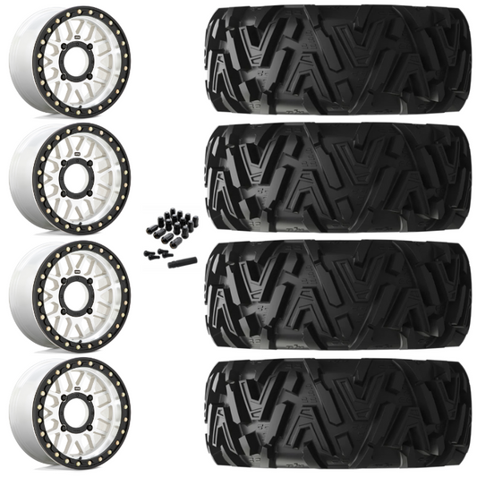 14" KMC Grenade KS235 Beadlock Machined UTV Rims & 27" EFX MotoMTC Tires 6 Ply Mounted