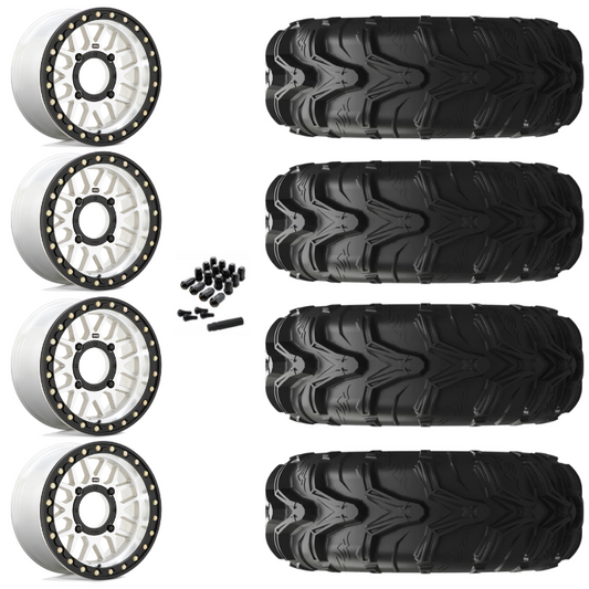 14" KMC Grenade KS235 Beadlock Machined UTV Rims & 27" EFX MotoMax Tires 6 Ply Mounted