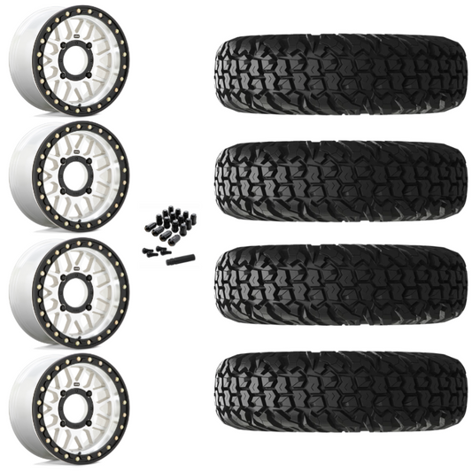 15" KMC Grenade KS235 Beadlock Machined UTV Rims & 30" EFX MotoVator Tires 8 Ply Mounted