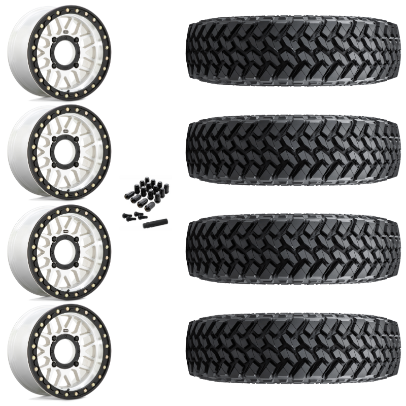 15" KMC Grenade KS235 Beadlock Machined UTV Rims & 30" Nitto Trail Grappler SxS Tires 8 Ply Mounted