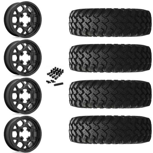 15" KMC Mesa Lite KS133 Black UTV Rims & 33" EFX MotoRally Tires 8 Ply Mounted