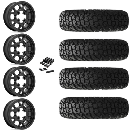 15" KMC Mesa Lite KS133 Black UTV Rims & 30" EFX MotoVator Tires 8 Ply Mounted