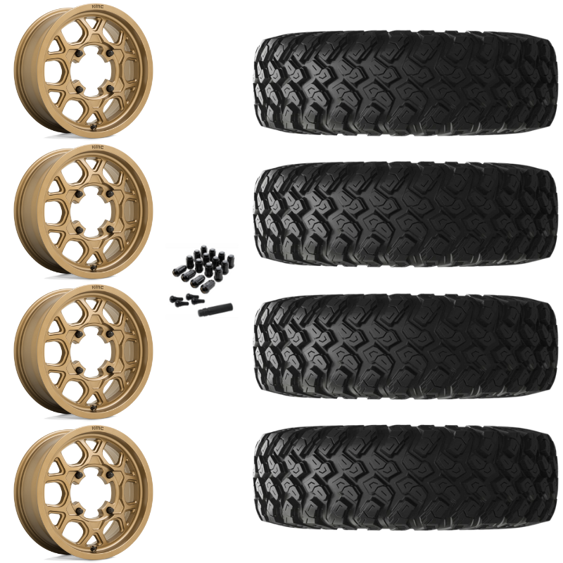 15" KMC Mesa Lite KS133 Bronze UTV Rims & 30" EFX MotoRally Tires 8 Ply Mounted