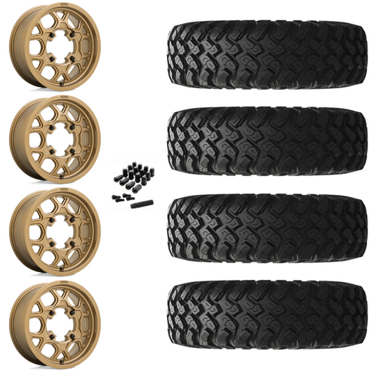 15" KMC Mesa Lite KS133 Bronze UTV Rims & 30" EFX MotoRally Tires 8 Ply Mounted