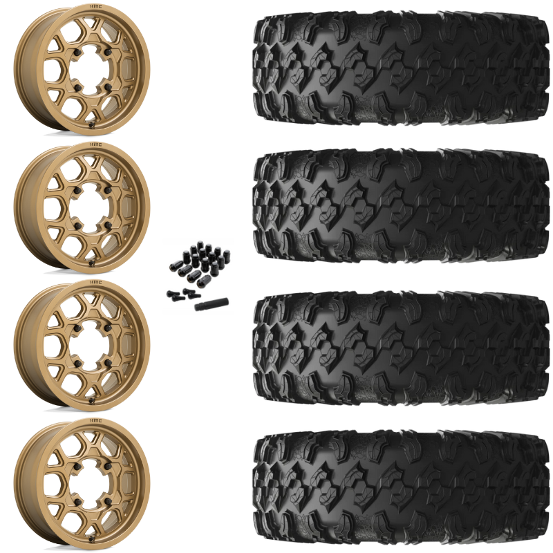 15" KMC Mesa Lite KS133 Bronze UTV Rims & 32" EFX MotoRavage Tires 8 Ply Mounted