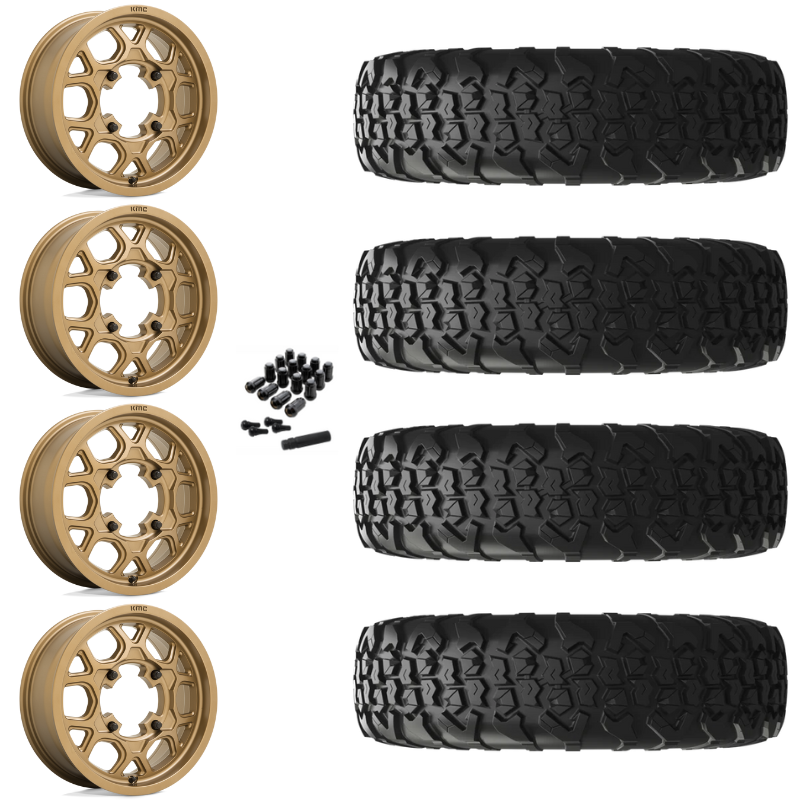 15" KMC Mesa Lite KS133 Bronze UTV Rims & 33" EFX MotoVator R/T Tires 8 Ply Mounted