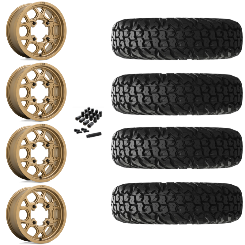 15" KMC Mesa Lite KS133 Bronze UTV Rims & 30" EFX MotoVator Tires 8 Ply Mounted