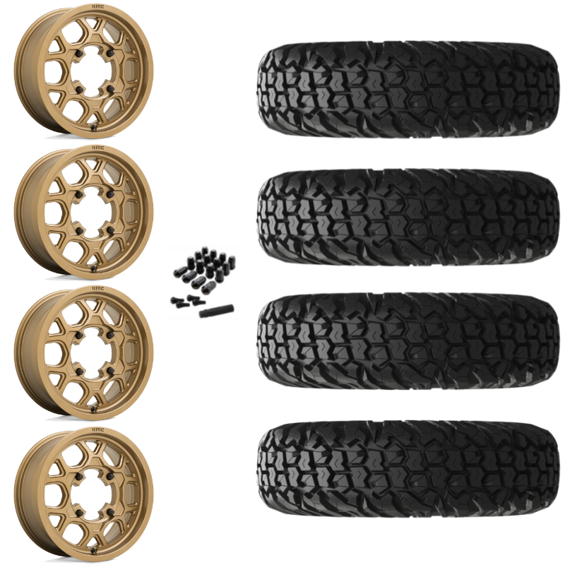 15" KMC Mesa Lite KS133 Bronze UTV Rims & 32" EFX MotoVator Tires 8 Ply Mounted