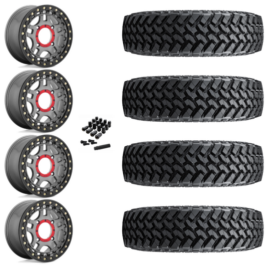 15" KMC Recon KS240 Beadlock Gun Metal UTV Rims & 30" Nitto Trail Grappler SxS Tires 8 Ply Mounted