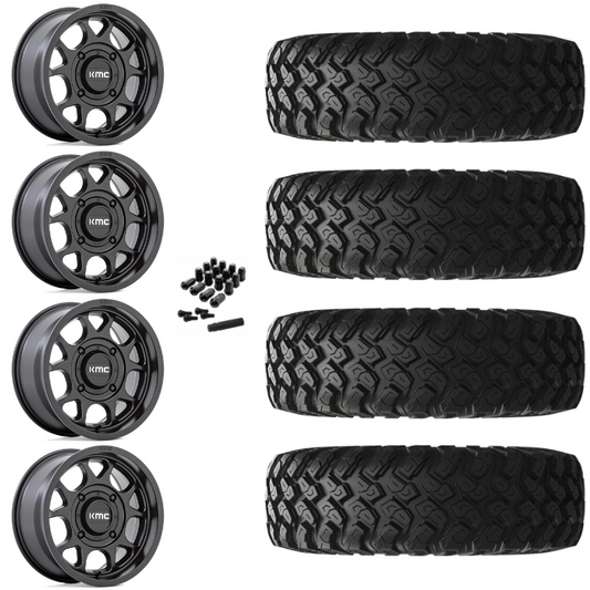 15" KMC Toro S KS137 Black UTV Rims & 33" EFX MotoRally Tires 8 Ply Mounted