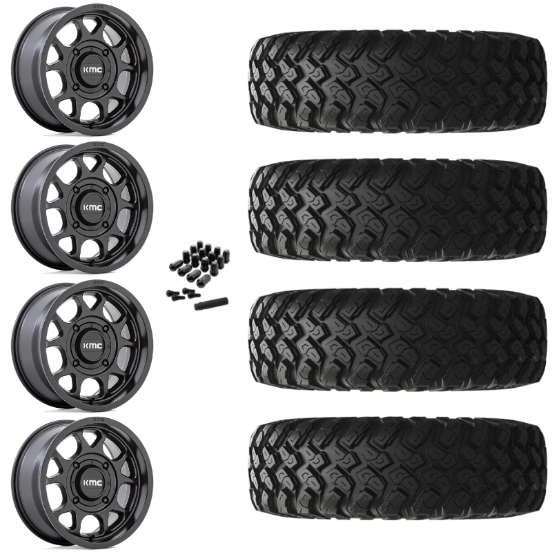 15" KMC Toro S KS137 Black UTV Rims & 35" EFX MotoRally Tires 8 Ply Mounted