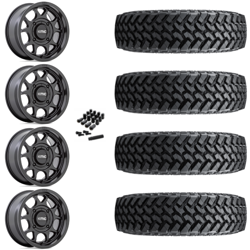 15" KMC Toro S KS137 Black UTV Rims & 30" Nitto Trail Grappler SxS Tires 8 Ply Mounted