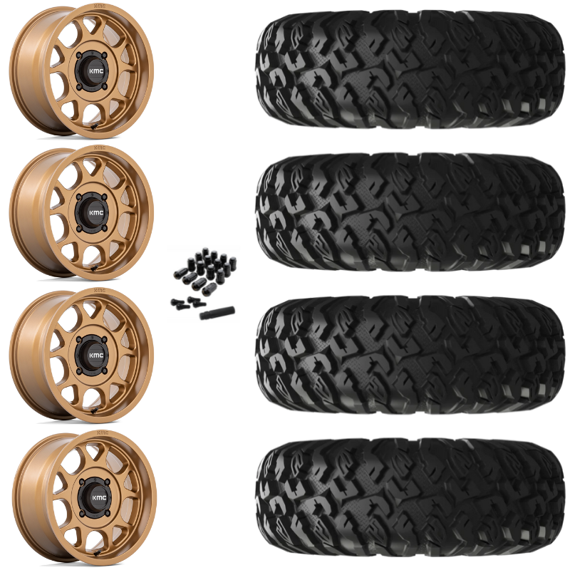 15" KMC Toro S KS137 Bronze UTV Rims & 28" EFX MotoClaw Tires 8 Ply Mounted