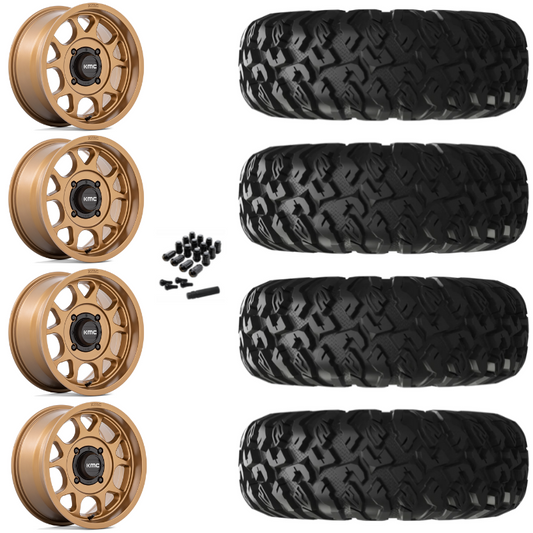 15" KMC Toro S KS137 Bronze UTV Rims & 28" EFX MotoClaw Tires 8 Ply Mounted