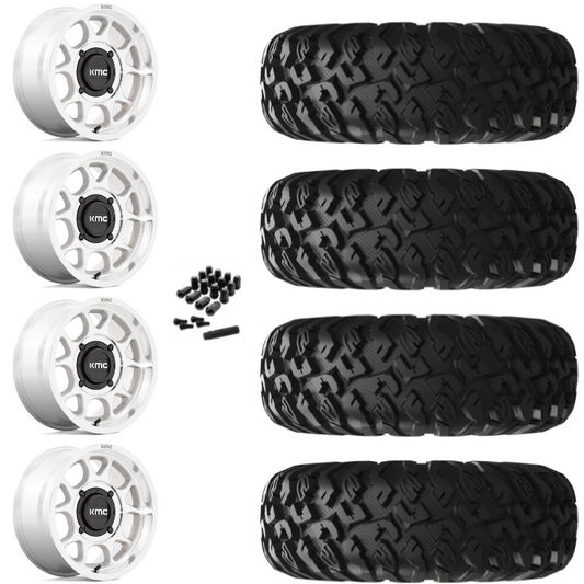 15" KMC Toro S KS137 Machined UTV Rims & 28" EFX MotoClaw Tires 8 Ply Mounted
