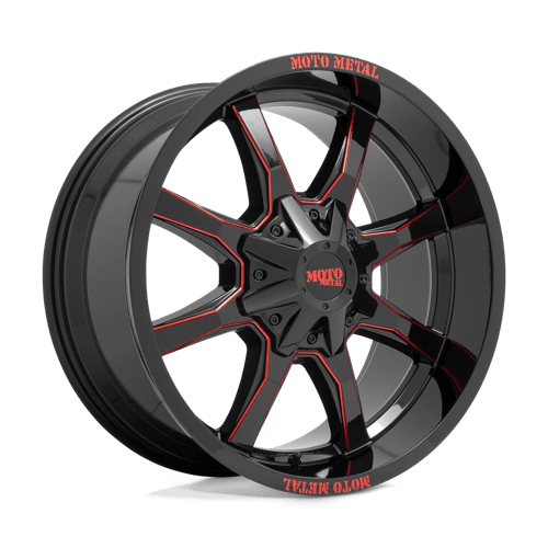Moto Metal MO970 Gloss Black Milled With Red Tint & Moto Metal On Lip Wheels