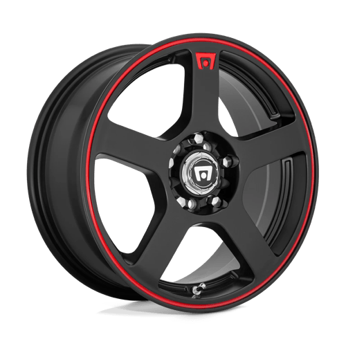 Motegi MR116 FS5 Matte Black Red Racing Stripe Wheels