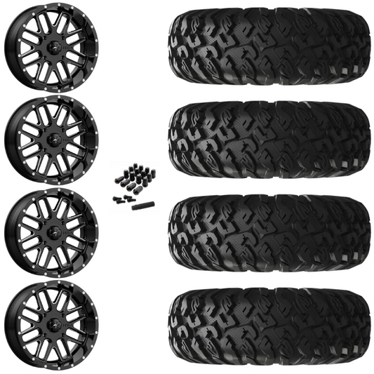 20" MSA Bandit M35 Black Milled UTV Rims & 35" EFX MotoClaw Tires 8 Ply Mounted