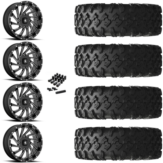 20" MSA Blade M46 Black Milled UTV Rims & 35" EFX MotoRavage Tires 8 Ply Mounted