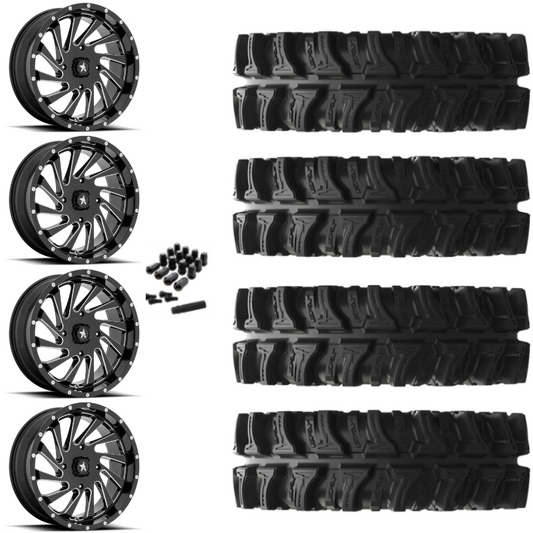 24" MSA Blade M46 Black Milled UTV Rims & 35" EFX MotoSlayer Tires 6 Ply Mounted