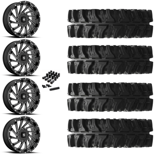 20" MSA Blade M46 Black Milled UTV Rims & 35" EFX MotoSlayer Tires 6 Ply Mounted