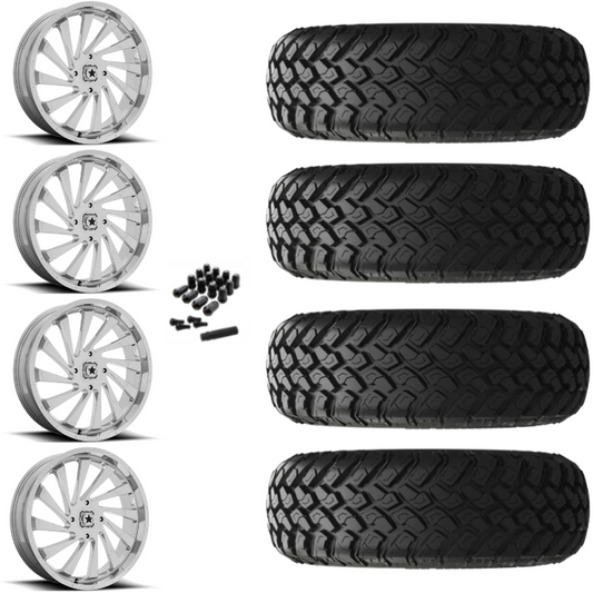 18" MSA Blade M46 Chrome UTV Rims & 33" EFX MotoHammer Tires 8 Ply Mounted
