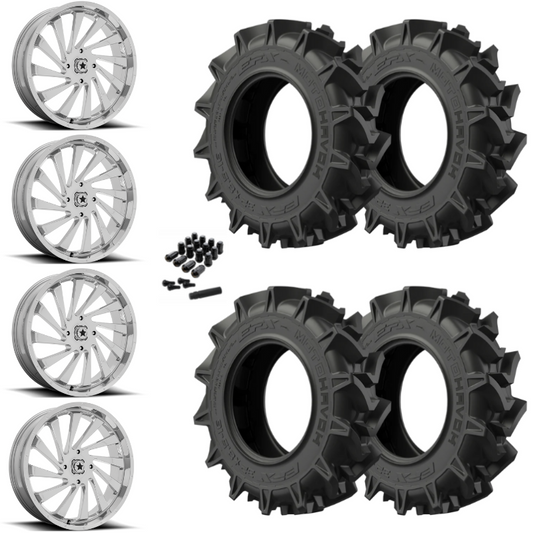 18" MSA Blade M46 Chrome UTV Rims & 32" EFX MotoHavok Tires 6 Ply Mounted