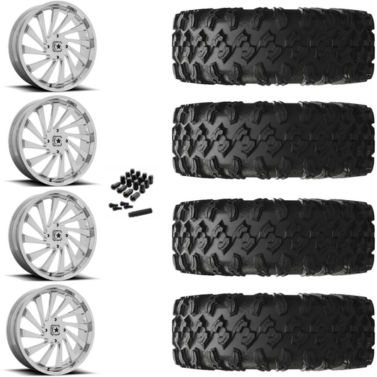 18" MSA Blade M46 Chrome UTV Rims & 32" EFX MotoRavage Tires 8 Ply Mounted