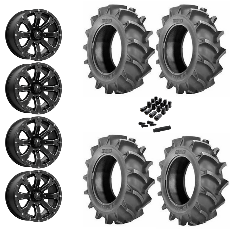 18" MSA Bounty M42 Black Milled UTV Rims & 33" BKT TR171 Tires 6 Ply Mounted