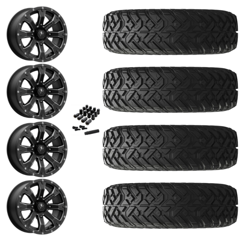 14" MSA Bounty M42 Black Milled UTV Rims & 32" EFX Gripper R/T-K Tires 10 Ply Mounted