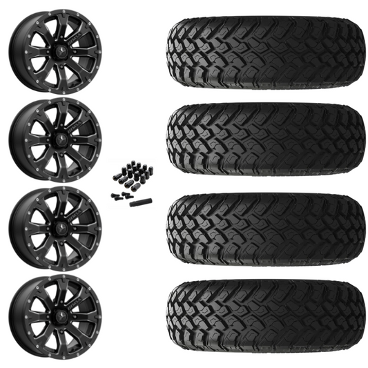 14" MSA Bounty M42 Black Milled UTV Rims & 31" EFX MotoHammer Tires 8 Ply Mounted