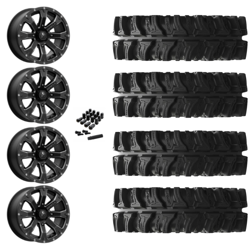 18" MSA Bounty M42 Black Milled UTV Rims & 32" EFX MotoSlayer Tires 6 Ply Mounted