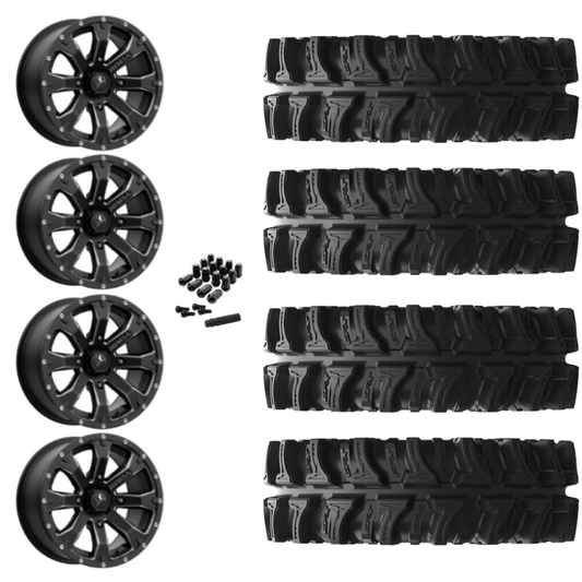 14" MSA Bounty M42 Black Milled UTV Rims & 30" EFX MotoSlayer Tires 6 Ply Mounted