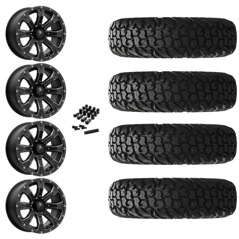 15" MSA Bounty M42 Black Milled UTV Rims & 32" EFX MotoVator Tires 8 Ply Mounted