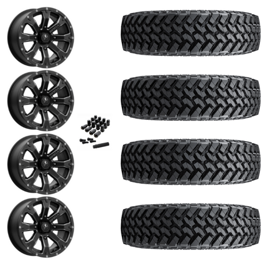15" MSA Bounty M42 Black Milled UTV Rims & 32" Nitto Trail Grappler SxS Tires 8 Ply Mounted