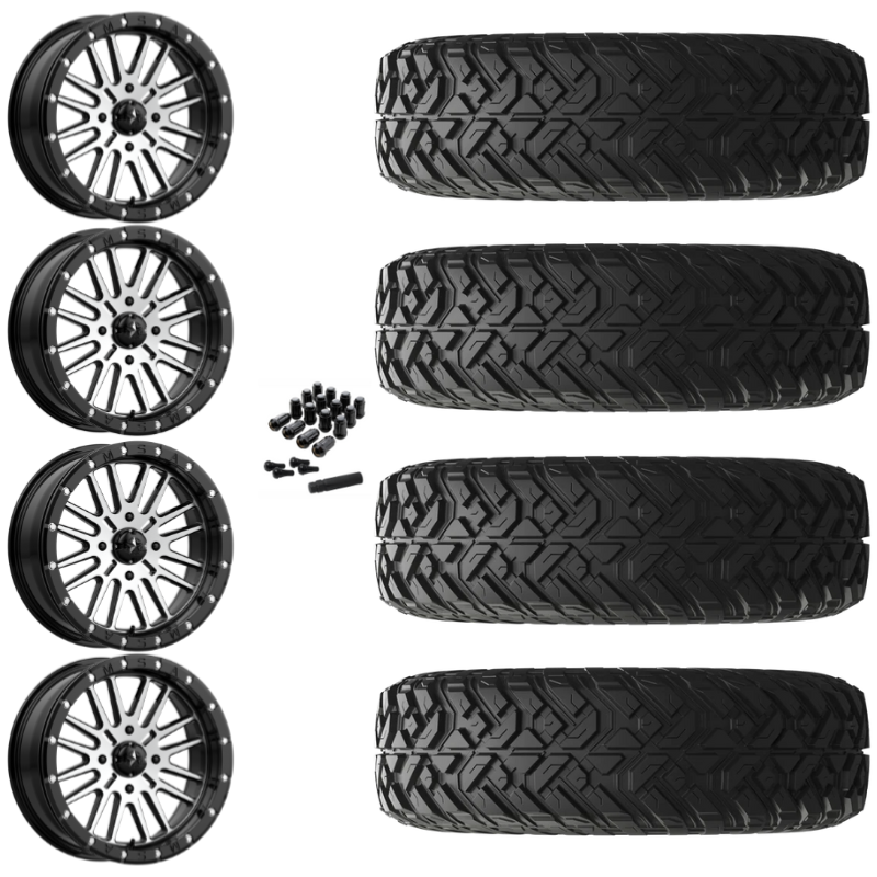 14" MSA Brute M37 Beadlock Black Machined UTV Rims & 32" EFX Gripper R/T-K Tires 10 Ply Mounted