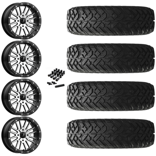 14" MSA Brute M37 Beadlock Black Machined UTV Rims & 32" EFX Gripper R/T-K Tires 10 Ply Mounted