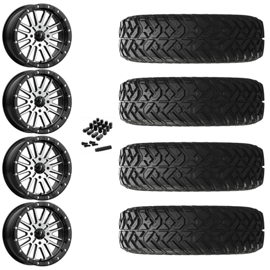 14" MSA Brute M37 Beadlock Black Machined UTV Rims & 32" EFX Gripper R/T Tires 10 Ply Mounted