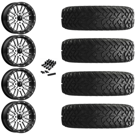 14" MSA Brute M37 Beadlock Black Machined UTV Rims & 32"EFX Gripper Standard Tires 8 Ply Mounted