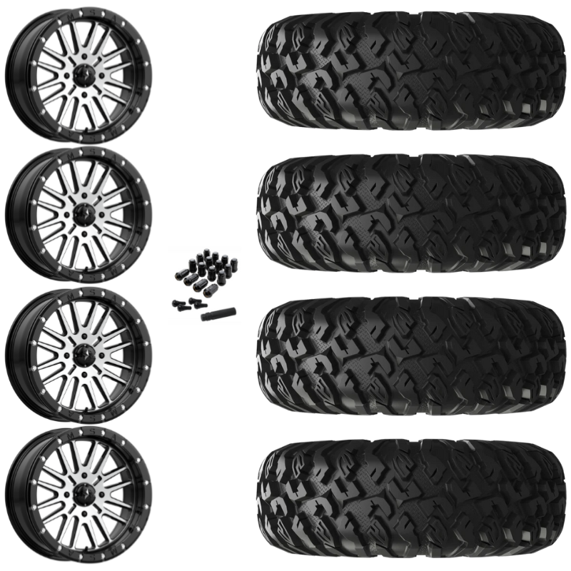 18" MSA Brute M37 Beadlock Black Machined UTV Rims & 33" EFX MotoClaw Tires 8 Ply Mounted