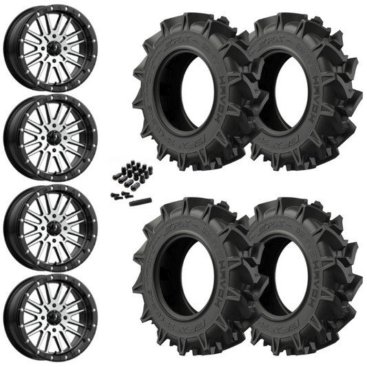 14" MSA Brute M37 Beadlock Black Machined UTV Rims & 31" EFX MotoHavok Tires 6 Ply Mounted