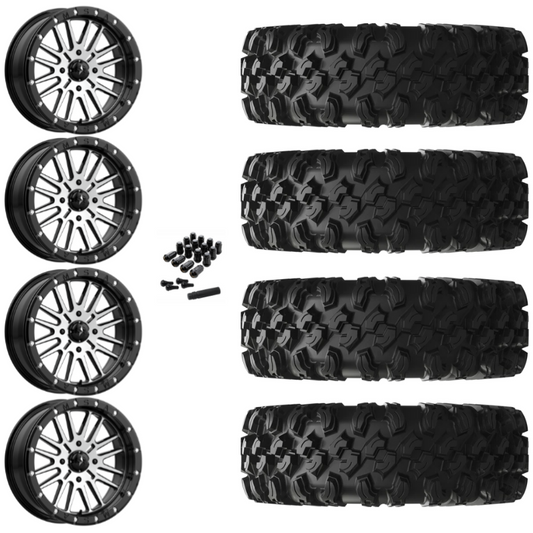 16" MSA Brute M37 Beadlock Black Machined UTV Rims & 30" EFX MotoRavage XL Tires 8 Ply Mounted