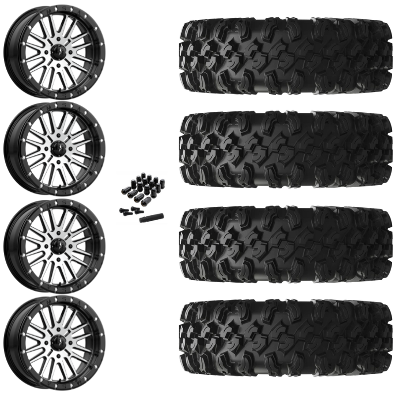 15" MSA Brute M37 Beadlock Black Machined UTV Rims & 32" EFX MotoRavage XL Tires 8 Ply Mounted