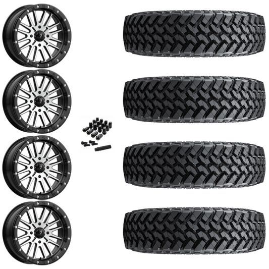 15" MSA Brute M37 Beadlock Black Machined UTV Rims & 33" Nitto Trail Grappler SxS Tires 8 Ply Mounted