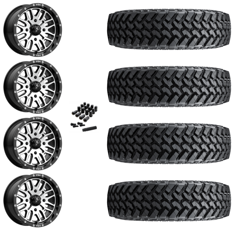 15" MSA Brute M38 Black Machined UTV Rims & 33" Nitto Trail Grappler SxS Tires 8 Ply Mounted