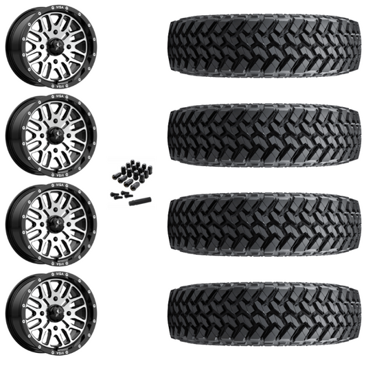 15" MSA Brute M38 Black Machined UTV Rims & 32" Nitto Trail Grappler SxS Tires 8 Ply Mounted