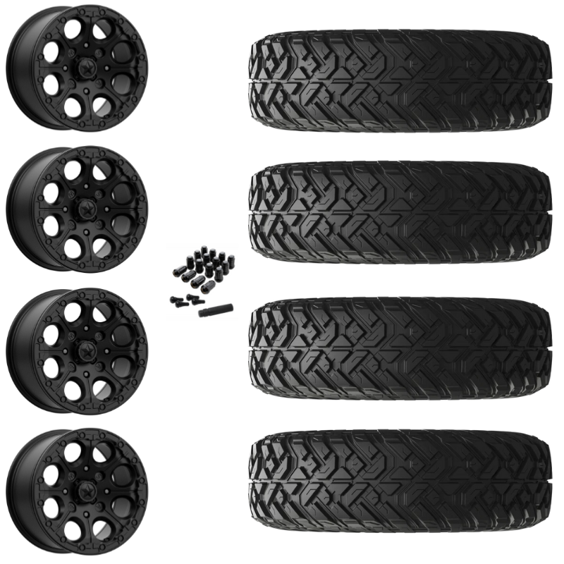 14" MSA Cannon M44 Beadlock Black UTV Rims & 28" EFX Gripper R/T Tires 10 Ply Mounted