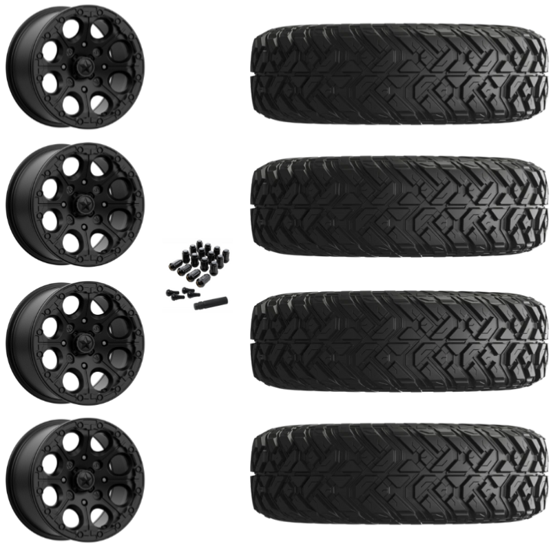 15" MSA Cannon M44 Beadlock Black UTV Rims & 30" EFX Gripper Standard Tires 8 Ply Mounted