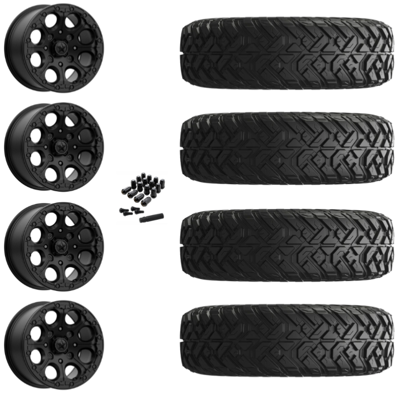14" MSA Cannon M44 Beadlock Black UTV Rims & 32"EFX Gripper Standard Tires 8 Ply Mounted