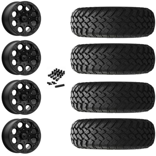14" MSA Cannon M44 Beadlock Black UTV Rims & 30" EFX MotoHammer Tires 8 Ply Mounted